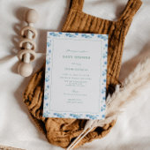 Schattige Blauw Bloemen Patroon Baby shower Uitnod Kaart