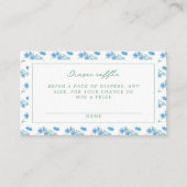 Schattige Blauw Bloemenpatroon Baby shower Luier R Informatiekaartje (Voorkant)