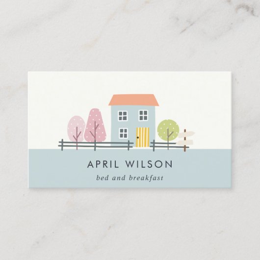 SCHATTIGE BLAUW BLUSH GARDEN HOME VERBLIJF BED & B VISITEKAARTJE (Voorkant)