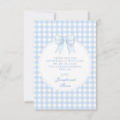 Schattige blauw boog baby shower foto dank u kaart (Achterkant)