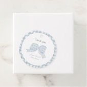 Schattige blauw boog lint baby shower bedankjes labels (In situ)