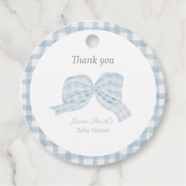 Schattige blauw boog lint baby shower bedankjes labels
