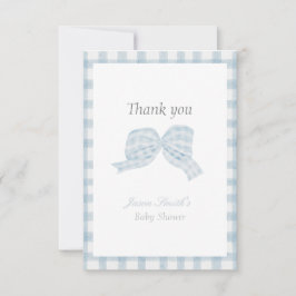 Schattige blauw boog lint baby shower bedankkaart