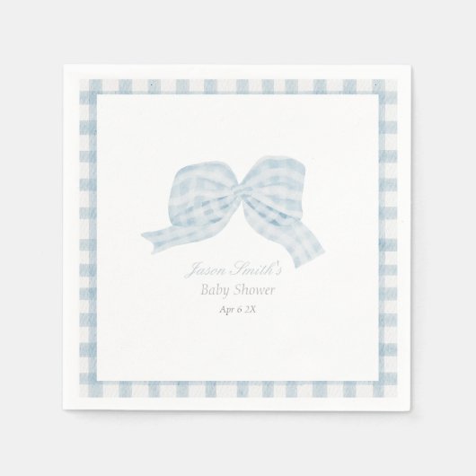 Schattige blauw boog lint baby shower servet (Voorkant)