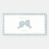 Schattige blauw boog lint baby shower spandoek (Horizontaal)