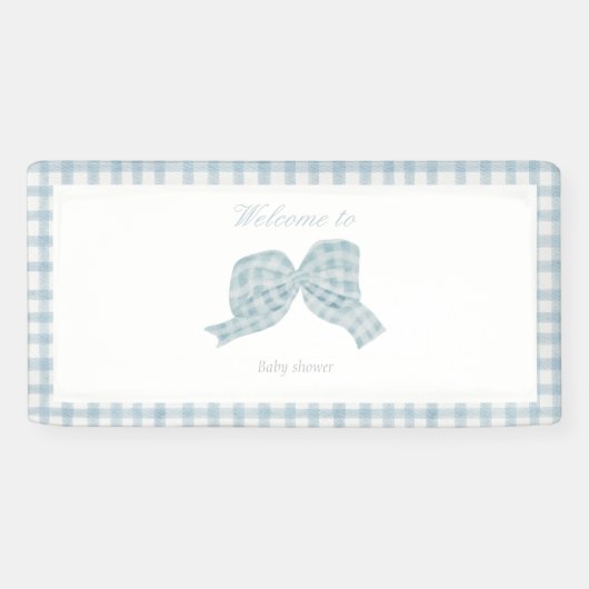 Schattige blauw boog lint baby shower spandoek (Horizontaal)