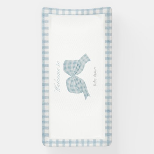 Schattige blauw boog lint baby shower spandoek (Verticaal)