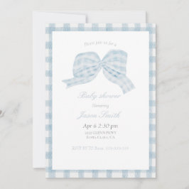Schattige blauw boog lint baby shower uitnodiging