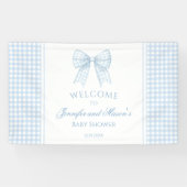 Schattige blauw boog lint baby shower welkom Banne Spandoek (Horizontaal)