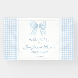 Schattige blauw boog lint baby shower welkom Banne Spandoek