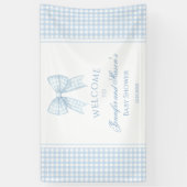 Schattige blauw boog lint baby shower welkom Banne Spandoek (Verticaal)