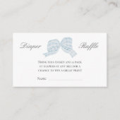 Schattige blauw boog lint Luier verloting kaart (Voorkant)