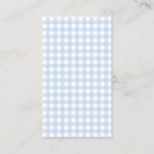 Schattige blauw boog stropdas gingham boek voor ba informatiekaartje (Achterkant)
