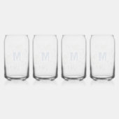 Schattige Blauw Botanisch Groen Monogram Blikvorm Glas (Achterkant)