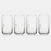 Schattige Blauw Botanisch Groen Monogram Blikvorm Glas (Links)