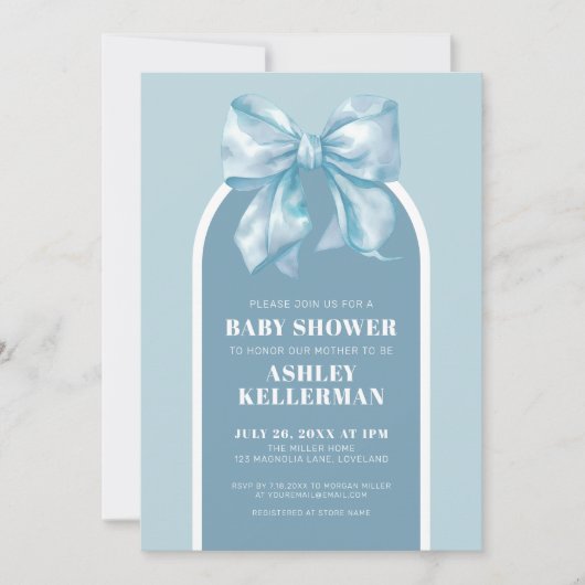 Schattige Blauw Bow Boy Baby shower Kaart (Voorkant)