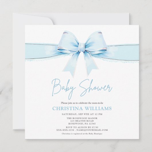Schattige Blauw Bow Boy Baby shower Kaart (Voorkant)