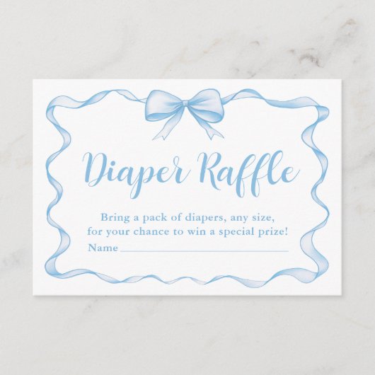Schattige Blauw Bow Boy Ribbon Baby shower Luier R Informatiekaartje (Voorkant)