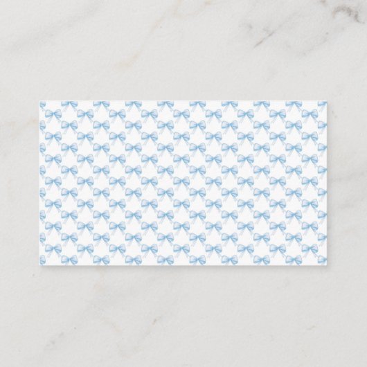 Schattige Blauw Bow Boy Ribbon Baby shower Luier R Informatiekaartje (Achterkant)