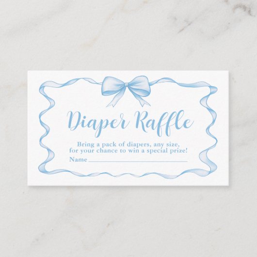 Schattige Blauw Bow Boy Ribbon Baby shower Luier R Informatiekaartje (Voorkant)