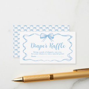 Schattige Blauw Bow Boy Ribbon Baby shower Luier R Informatiekaartje