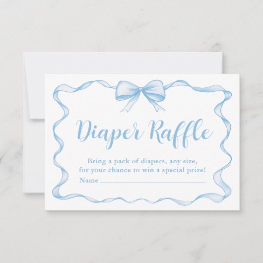 Schattige Blauw Bow Boy Ribbon Baby shower Luier R Kaart (Voorkant)