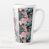 Schattige Blauw Budgie & Rozen Vogelroze Waterverf Latte Mok (Rechts)