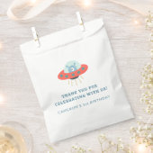 Schattige Blauw Buitenaards Ruimteschip 1e Verjaar Bedankzakje (Geknipt)