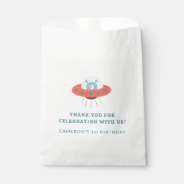 Schattige Blauw Buitenaards Ruimteschip 1e Verjaar Bedankzakje