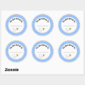 Schattige Blauw Bumble Bee Lezing Boekplaten Ronde Sticker (Vel)