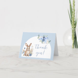 Schattige blauw bunny boho arch baby boy douche bedankkaart