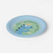 Schattige Blauw Cartoon T-Rex Kinderverjaardagsfee Papieren Bordje (Gekanteld)