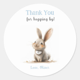 Schattige Blauw Dank u Konijntje Verjaardag Ronde Sticker