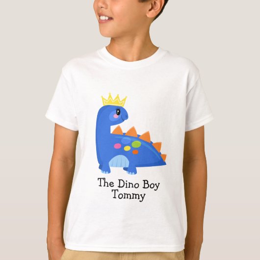 Schattige blauw De Dino Boy Kinderen Basic T-shirt (Voorkant)