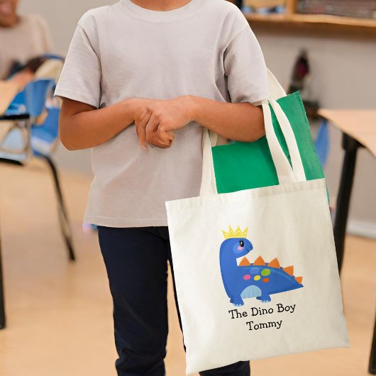 Schattige Blauw De Dino Boy Kinderen Tote Bag