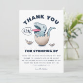 Schattige Blauw Dinosaurus Baby shower T-Rex Bedankkaart (Staand voorkant)