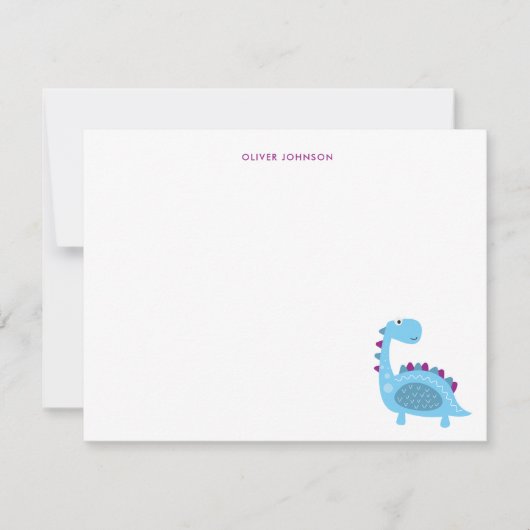 Schattige blauw Dinosaurus Kinder dank u Bedankkaart (Voorkant)