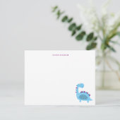 Schattige blauw Dinosaurus Kinder dank u Bedankkaart (Staand voorkant)