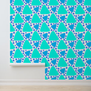 Schattige Blauw Driehoek Herhalingspatroon Behang