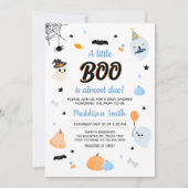 Schattige blauw een klein boe Baby shower Kaart (Voorkant)