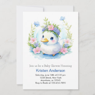Schattige blauw eendje Waterverf jongen Baby showe Kaart