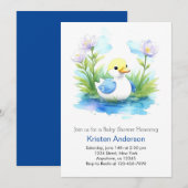 Schattige blauw eendje weide jongen Baby shower Kaart (Voorkant / Achterkant)