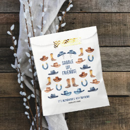 Schattige Blauw Eerste Rodeo Paardrijden Waterverf Bedankzakje