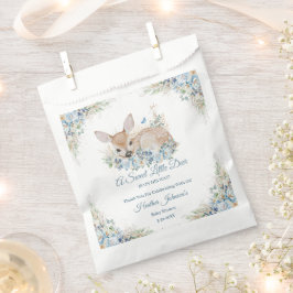 Schattige blauw en beige bloemenherten Baby shower Bedankzakje