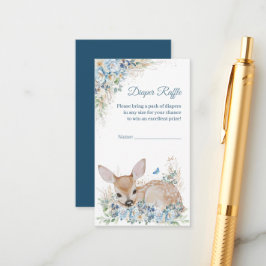 Schattige blauw en beige bloemenherten Baby shower Informatiekaartje