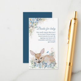 Schattige blauw en beige bloemenherten Baby shower Informatiekaartje