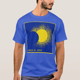 Schattige Blauw en Geel Goud Totale Verduistering  T-shirt