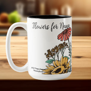 Schattige Blauw en Goud BLOEMEN Voor Oma PERSONALI Tweekleurige Koffiemok