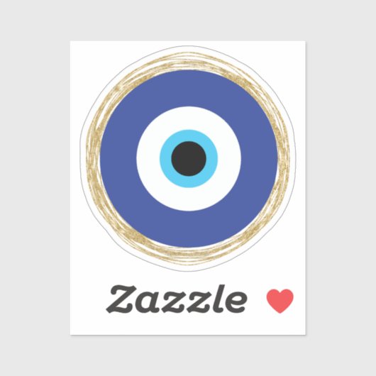 Schattige Blauw en Goud Evil Eye Sticker (Vel)