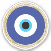 Schattige Blauw en Goud Evil Eye Sticker (Voorkant)
